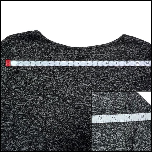 SJS Marled Black Gray Scoop T-Shirt Thankful Grateful Blessed Silver Metallic Lg - Picture 6 of 8